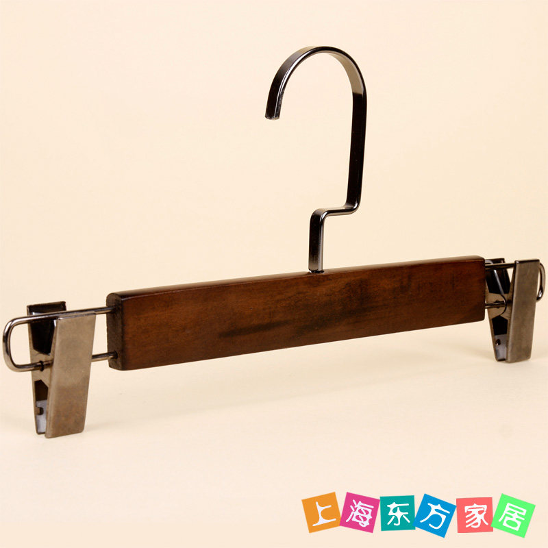 Lotus wood pants rack solid wood clothing store wooden pants hanging belt clip Pants hanger adult retro color skirt clip custom