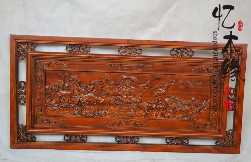 East Yang Wood Carving Horizontal Screen Plaque Fragrant Camphor Wood Hollowed-out Engraving Hundreds Of Years Good Combination Xuan Guan Partition Background Wall Pendant