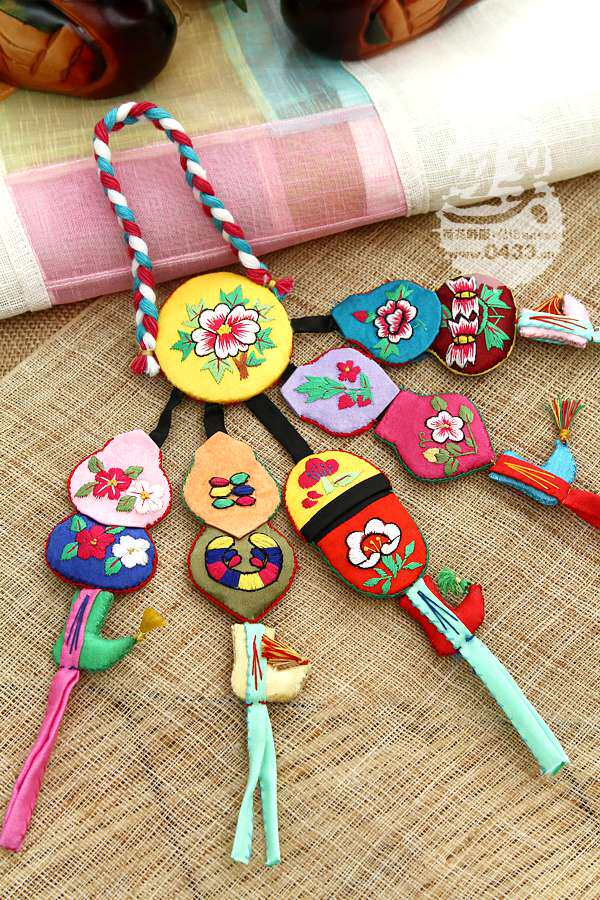 Life Hanbok waist pendant hand embroidery five-claw bag jewelry Car pendant gift bag cloth decoration H-P01236
