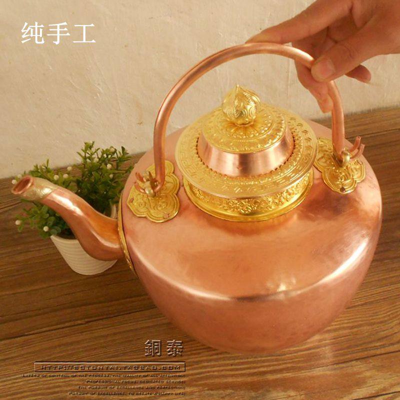 Pure Handmade Copper Teapot Crisp Oil Tea Pot Burning Kettle Big Copper Pot Handmade Copper Wine Pot Copper Teapot Pure Red Copper Pot