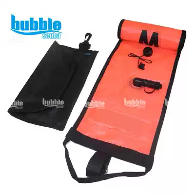 bubblescuba1 8 m orange diving safety buoy with lead block reflective strip air mouth like pull