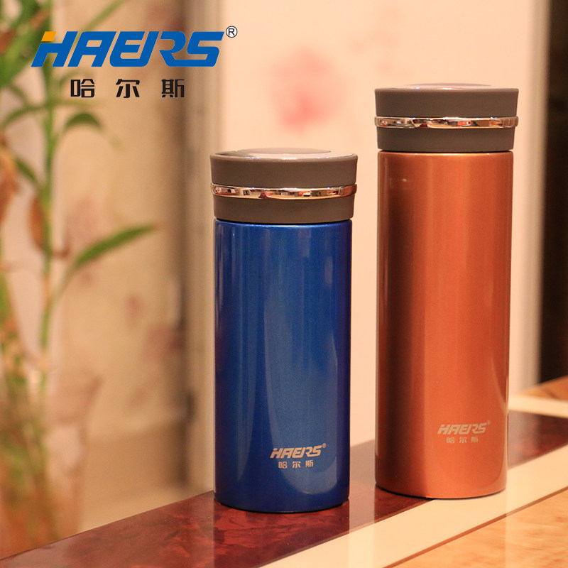哈尔斯保温杯 不锈钢真空水杯 男士女士办公杯 滤网茶叶杯400ml