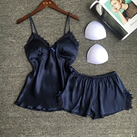 Đặc biệt hàng ngày mùa xuân và mùa hè lụa của phụ nữ sling đồ ngủ quần short phù hợp với hai mảnh với bộ đồ ngủ ngực ngọt dịch vụ nhà ngọt ngào thời trang nữ