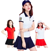 Bộ đồ golf nữ mùa hè mỏng phần thoáng khí quần tay ngắn hai mảnh bóng golf thể thao váy giản dị