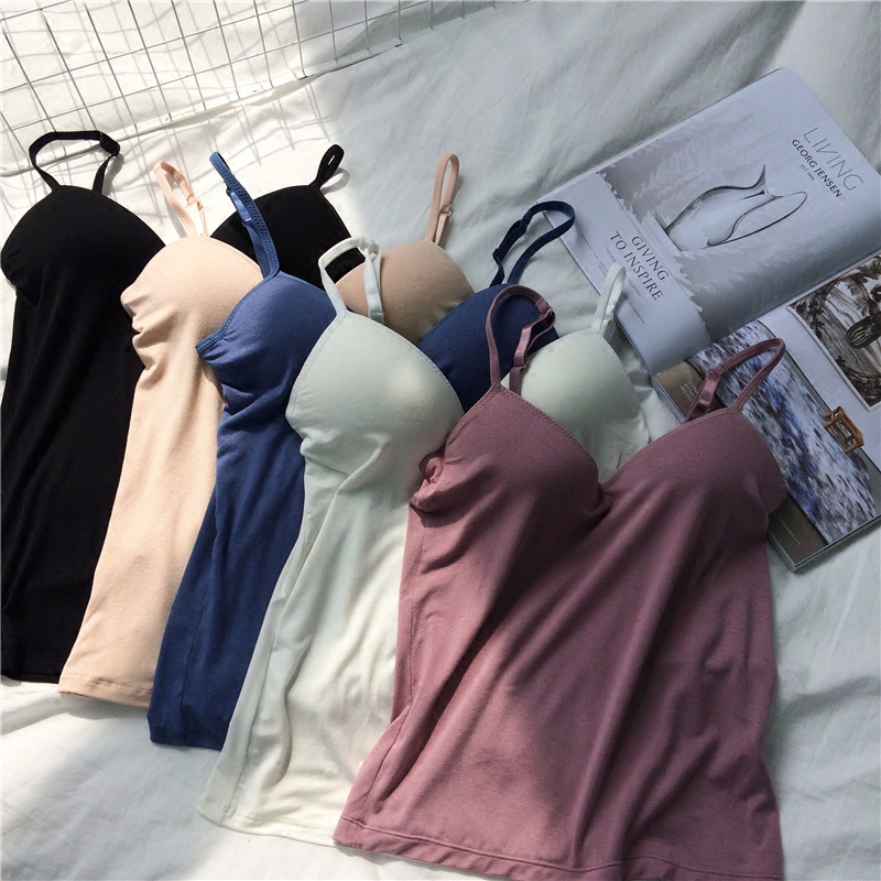 EKOOL莫代尔吊带弹力背心文胸 韩版夏季超爆百搭一体式女打底内衣