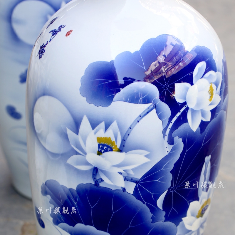 Jingdezhen hand - made of lotus pond moonlight landing big vase 90 cm high home sitting room hotel adornment furnishing articles