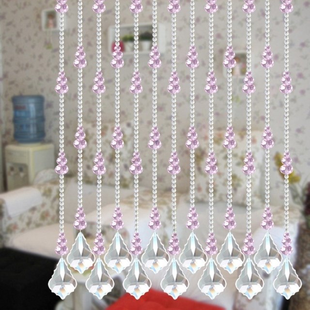 New pink glass crystal gourd bead curtain Feng Shui door curtain Living room dining room partition bedroom KTV bar hanging curtain