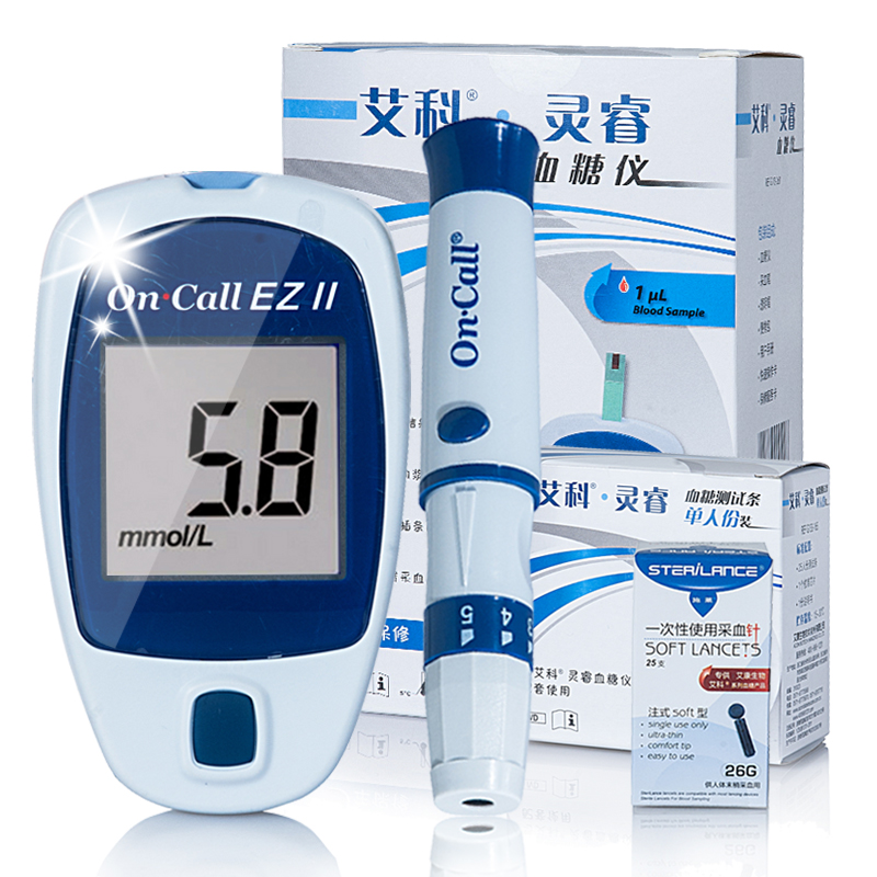 艾科灵睿血糖仪 家用配25片血糖仪试纸附针头测血糖仪器