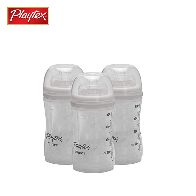 美国Playtex倍儿乐婴幼儿宽口防胀气奶瓶有内胆120ML 240ML 白色