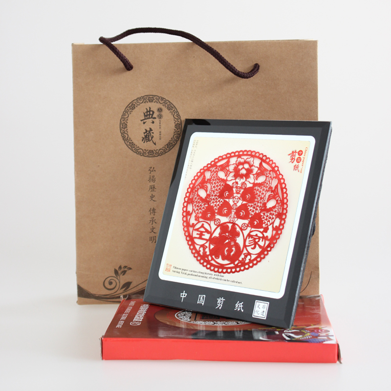 覃孟斋陕西剪纸画镜框摆件 hnjz1001