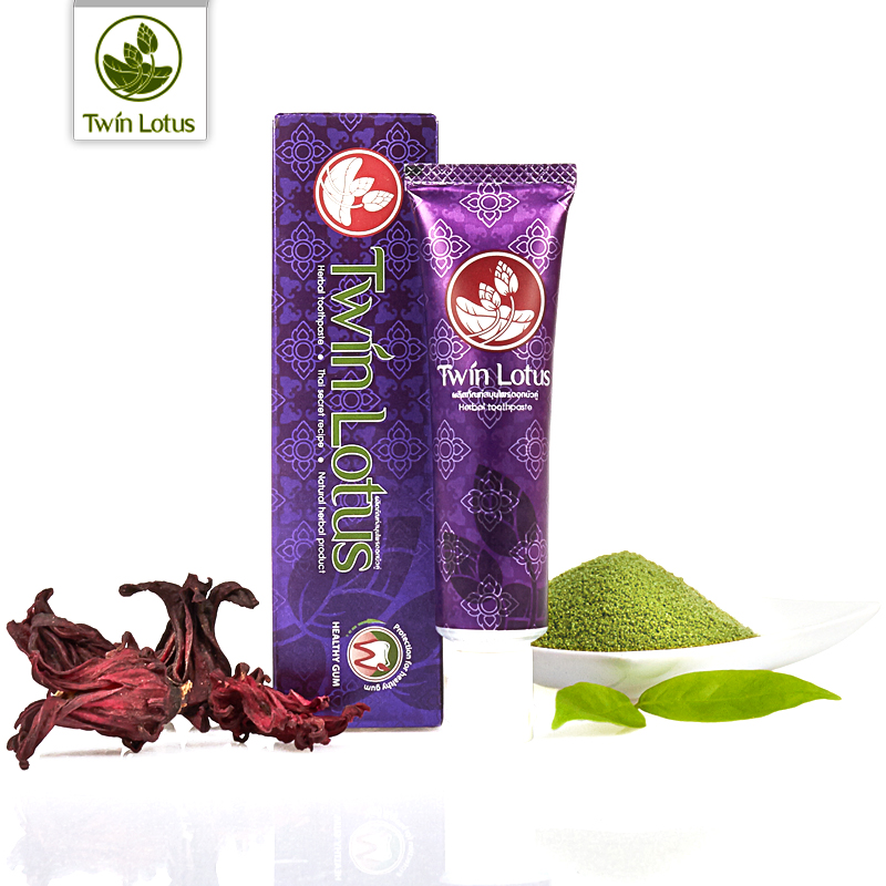 泰国进口双莲全天然植物棕茶健齿牙膏25g牙周炎龋齿牙龈出血肿疼