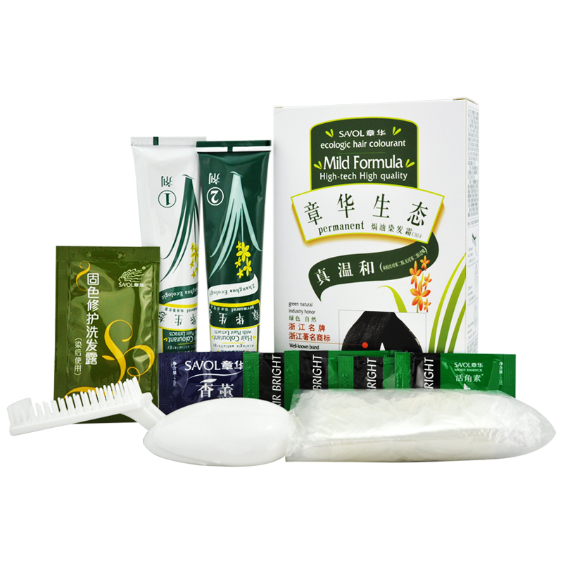 章华生态染发正品 染发剂染发膏 染发烫发植物酒红纯黑色染膏包邮