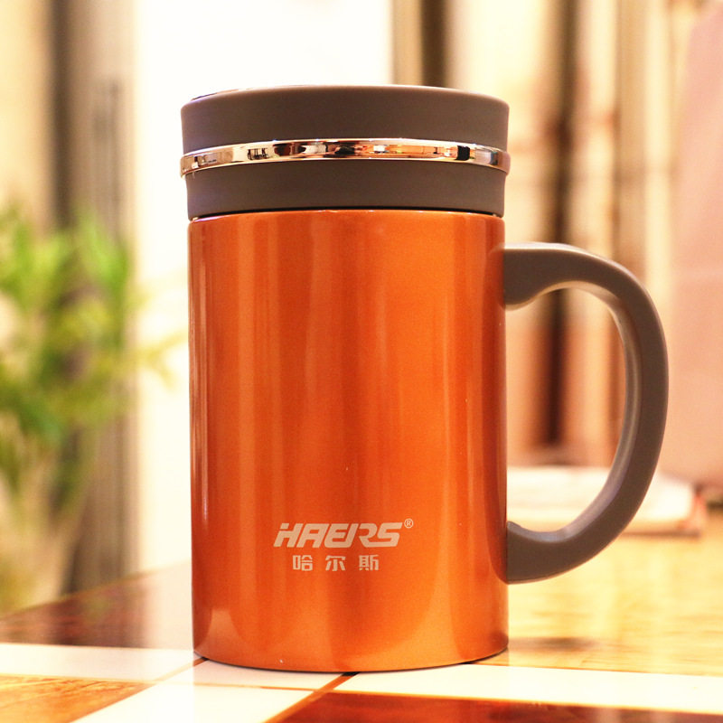 哈尔斯500ml 304不锈钢真空保温杯 办公杯 水杯 带滤网手柄