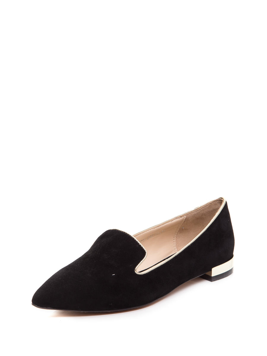 黑色羊皮简约吸烟装便鞋