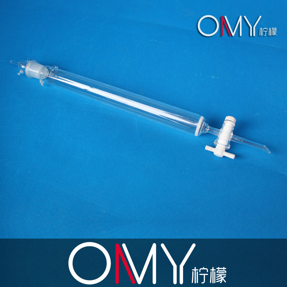 玻璃层析柱四氟活塞砂芯标口打钉层析柱30*300mm/40*400mm四氟塞