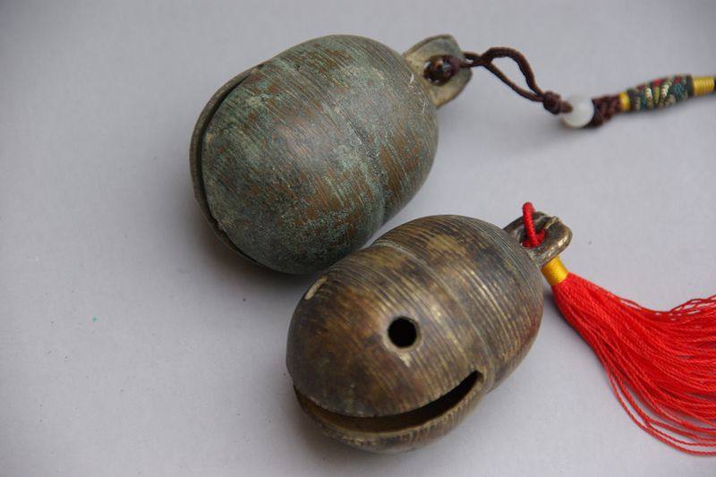 Antique Collection Ancient Play Miscellaneous Old Objects Bronze Bell 1 pair