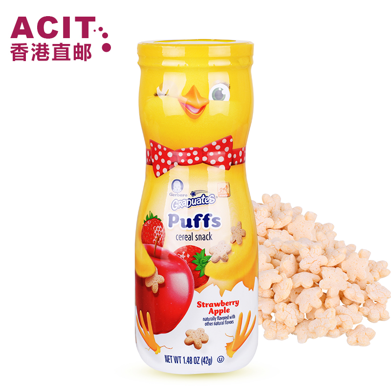 【香港直邮】美国Gerber嘉宝 草莓苹果 口味星星泡芙 宝宝辅食