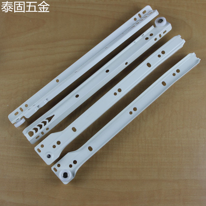 Drawer track keyboard slide rail support bottom guide rail slide chute white two-section rail wardrobe furniture hardware accessories