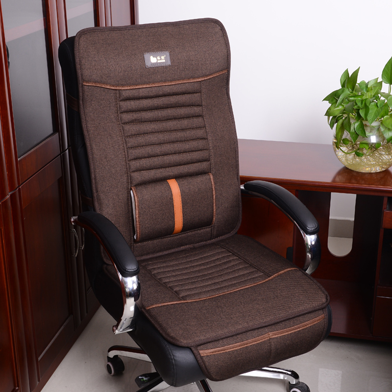 Cloth Linen Chair Cushion, Suitable for All Seasons, Boss Chair Cushion, Thickened Non-Slip with Backrest, Office Chair Cushion and Chair Cover Cloth Linen Chair Cushion, Suitable for All Seasons, Boss Chair Cushion, Thickened Non-Slip with Backrest, Office Chair Cushion and Chair Cover