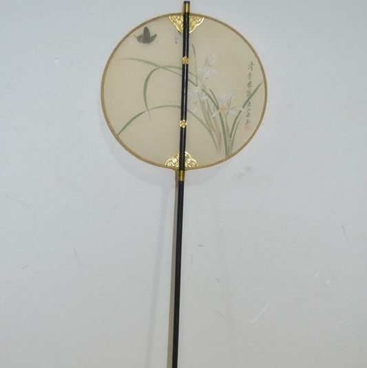Custom Photo Gallery Props Ancient Fan Printed Real Silk Group Fan Ancient Wind Crafts Fan Tang Wind Long Handle Group Fan