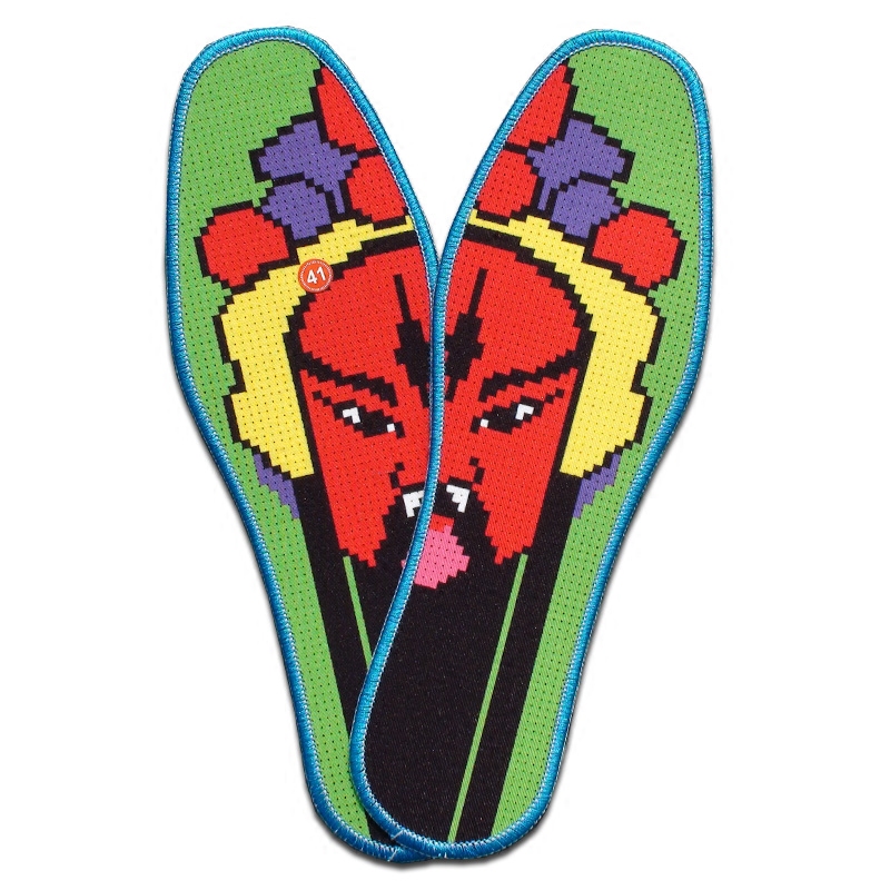 Cross embroidered insole semi-finished pure cotton pinhole printed cartoon pattern personality All handmade na embroidery deodorized breathable