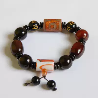 Natural frosted dream agate with silk agate tangled celestial beads men's hand old agate retro bracelet 21#