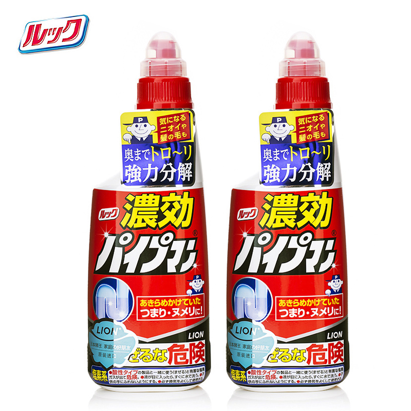 日本进口狮王LOOK 管道疏通剂 下水道水管地漏 浓缩啫喱型450ml*2