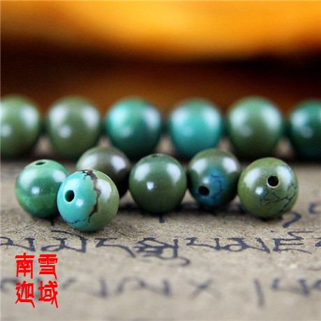 Hubei 6 5MM Natural Fidelity Green Pine Stone Loose Bead Accessories DiyBuddha Pearl (single price)