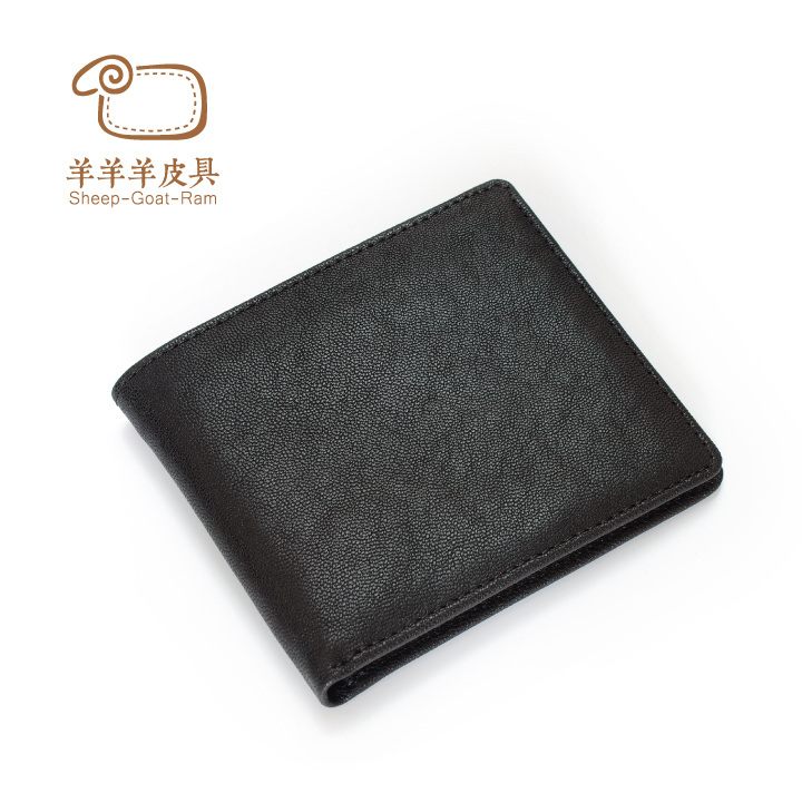 100% genuine leather wallet men's short horizontal thin front layer sheepskin clip youth simple soft wallet business gift