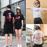 Cha mẹ mặc con hè 2018 mới đầy đủ gia đình nhà ba mẹ con gái xuân hè thu đông áo thun tay dài