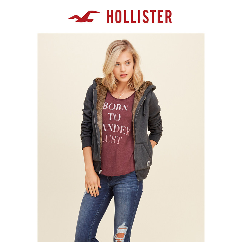 Hollister 仿皮毛衬里连帽上衣 女 113593