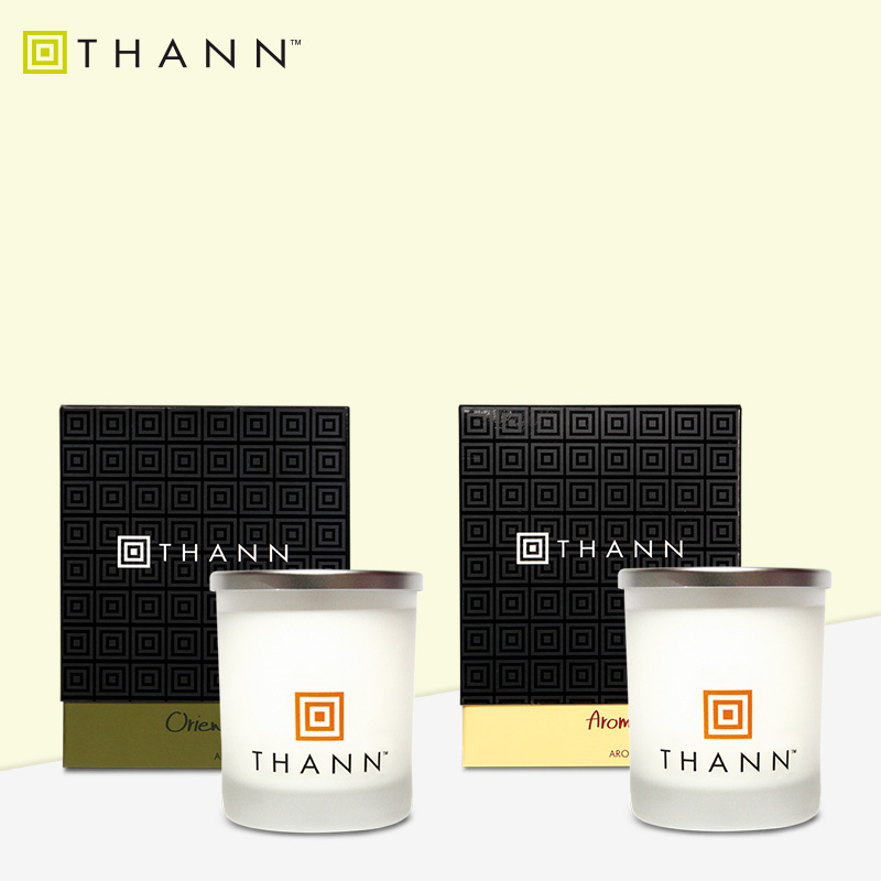 THANN庭润进口柠檬草精油香薰蜡烛杯无烟甜橙精油香薰蜡烛套装