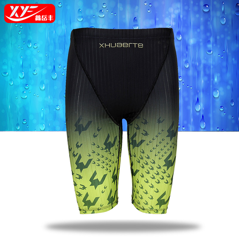 Beach swimming pants men 50% swimsuit long legs race Fashion print individuality wave 5 points flat corner swimming trunks H187