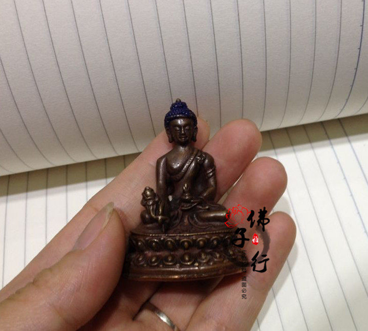 Nepal 4 cm Red Copper Pharmacist Buddha Statue of Buddha