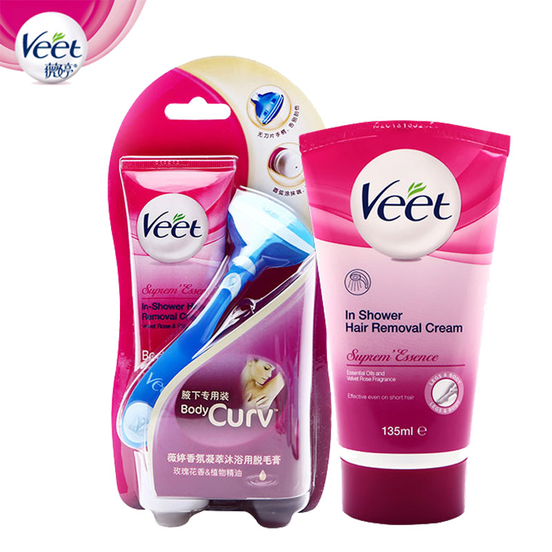 Veet/薇婷香氛凝萃沐浴脱毛膏135ml+腋下专用100ml搭配热销男女士