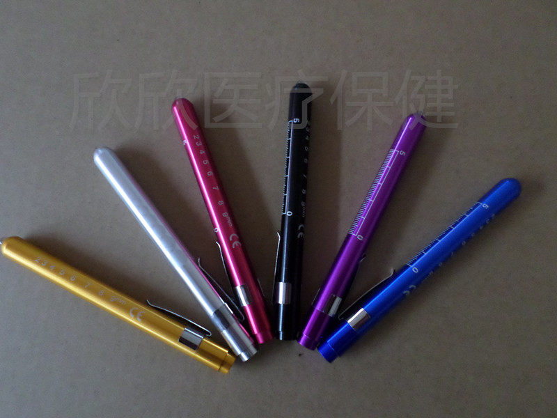 瞳孔笔灯白光黄光带刻度笔式手电筒LED瞳孔笔灯医生手电筒带电池