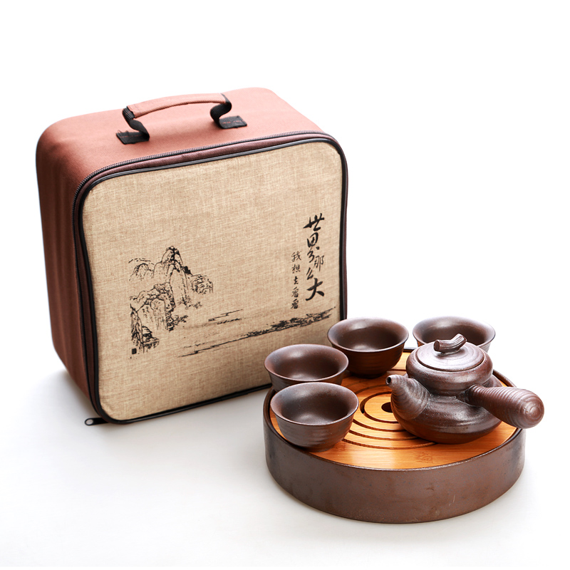 Hong bo acura coarse some ceramic porcelain crack Japanese kung fu tea set on sale of a complete set of dry terms Taiwan bamboo tea tray