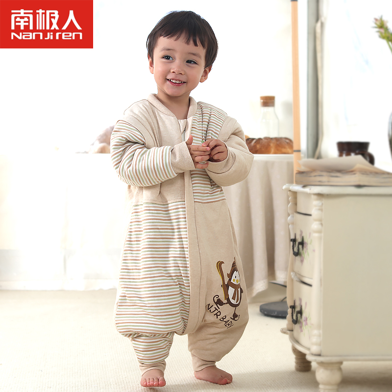 南极人婴儿睡袋防踢被有机彩棉宝宝分腿睡袋棉花儿童睡袋冬季加厚