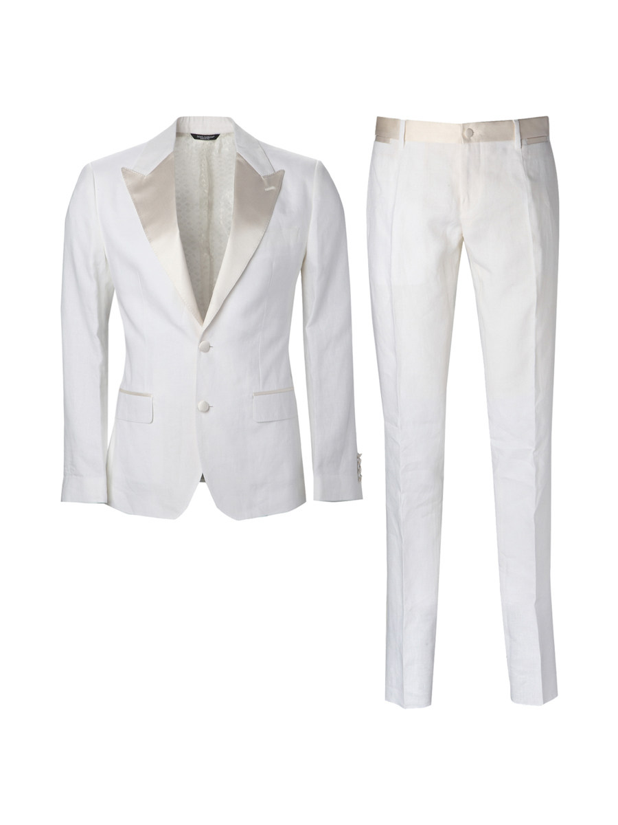 Dolce&Gabbana 白色拼接枪驳领两粒扣西服套装