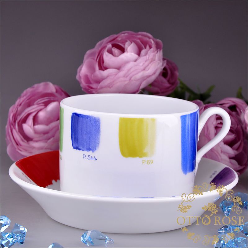 Italian First Porcelain Richard Ginori Geometric Impression Coffee Cup Tranquility-Taobao