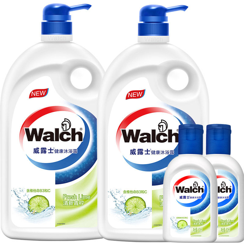 【天猫超市】 威露士含维他命B3及C青柠健康沐浴露1.5L*2+50ml*2