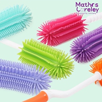 South Korea Imported Silicone Milk Bottle Brush Straight Shank Lengthened Newborn Baby Water Bottle Cleaning Brush Long Wash Water Cup Brush