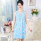 Trung niên và tuổi già nightdress nữ mùa hè không tay vòng cổ dài váy lỏng kích thước lớn cotton lụa nightdress mẹ đồ ngủ nhà giản dị Đêm đầm