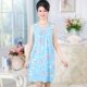 Trung niên và tuổi già nightdress nữ mùa hè không tay vòng cổ dài váy lỏng kích thước lớn cotton lụa nightdress mẹ đồ ngủ nhà giản dị