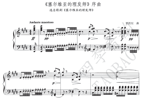 Rossini Serbia's Hairdresser's Prequer Piano Solo Spectrum