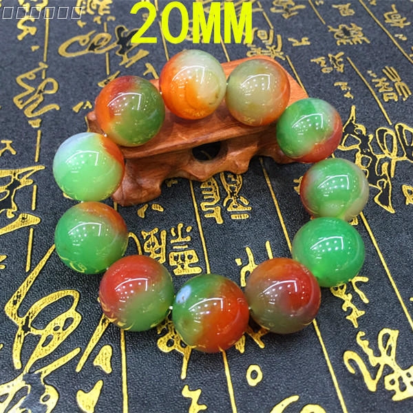 Natural Nanjing Yuhua Stone Malachite Green Agate Bracelet Red and Green Agate Bracelet 20MM Men