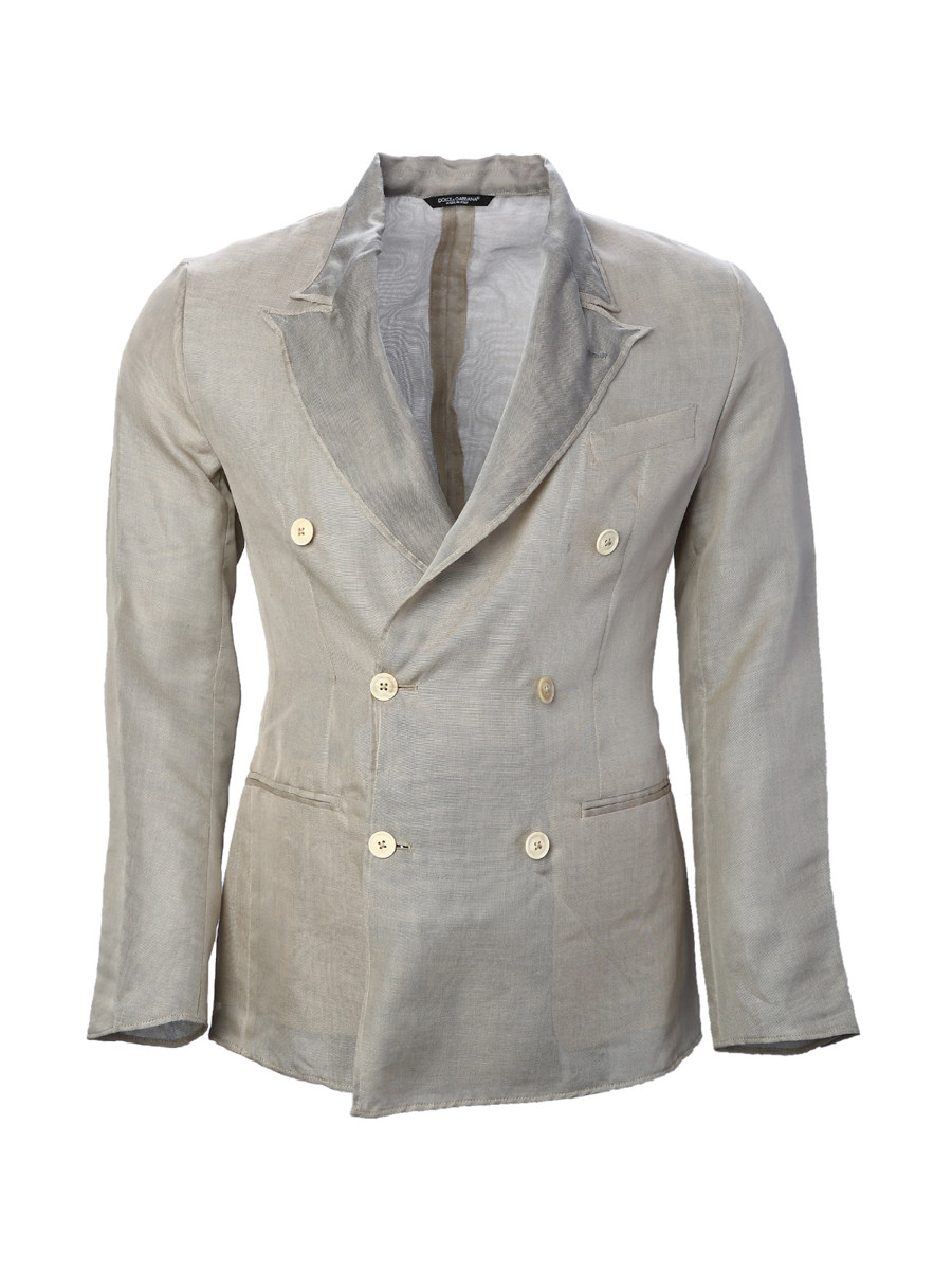 Dolce&Gabbana 浅灰色双排扣饰西装外套