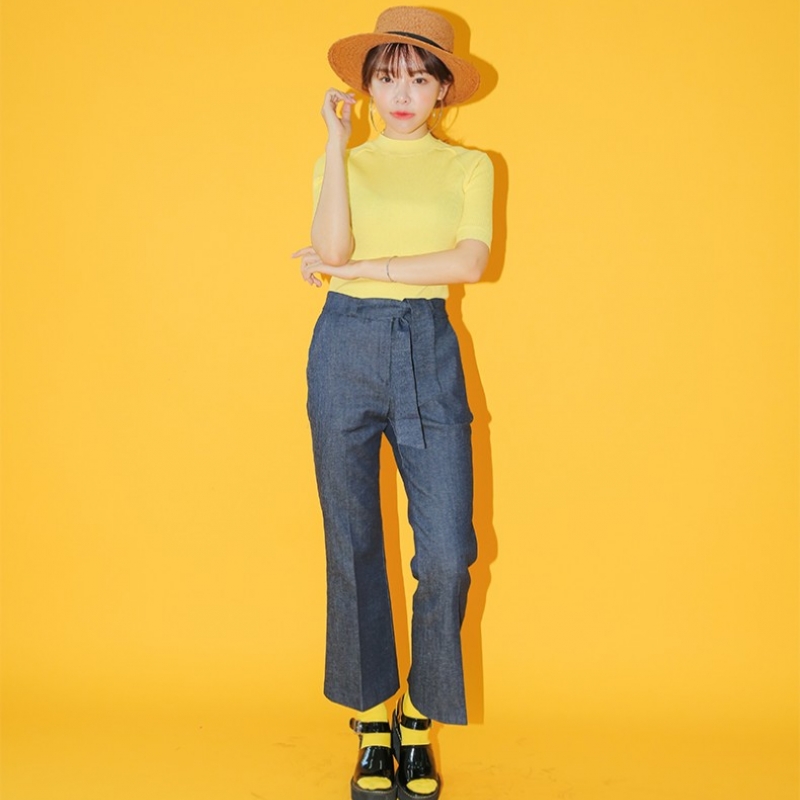 韩国stylenanda官方正品 绑带元素微喇休闲裤