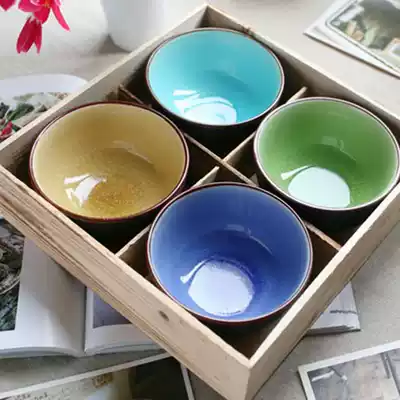 Creative Colorful Rice Bowl Personality Ceramic Tableware Household Rice Bowl Family Gift Box Set Gift Tableware
