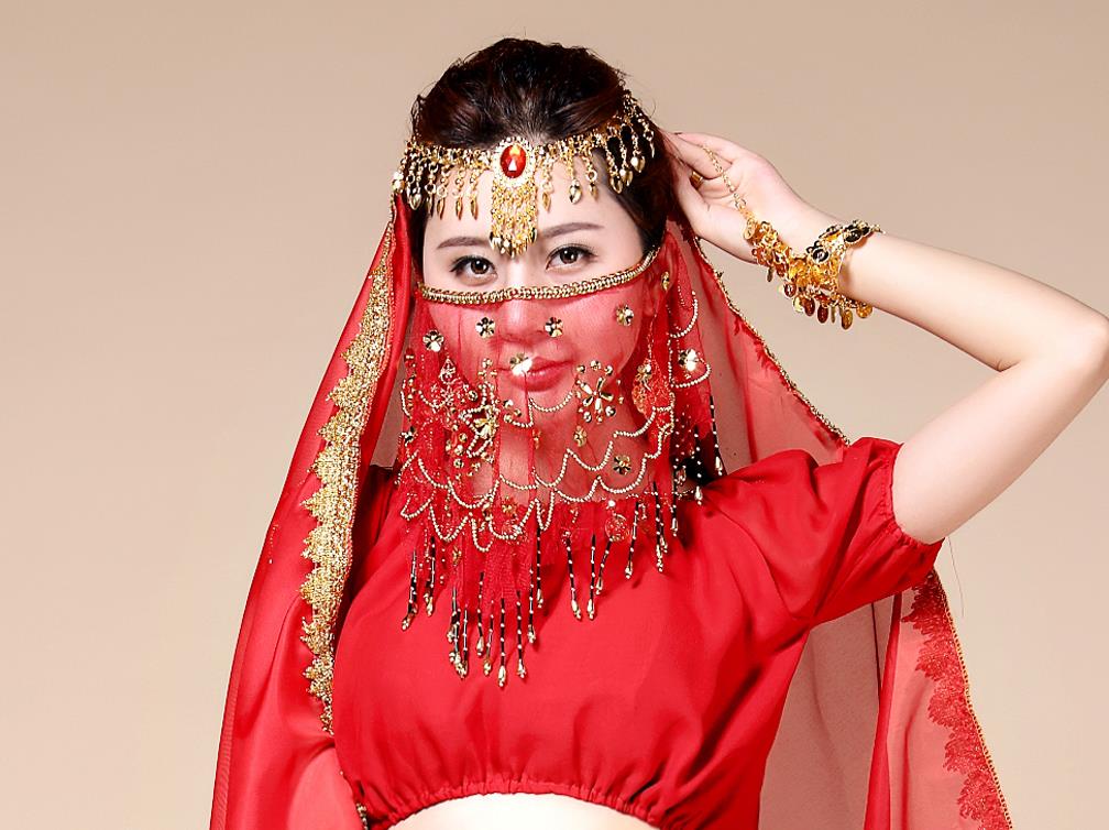 Belly Dance, Indian Dance, Tianzhu Dance Veil, Plum Blossom Piece Dance Veil, Indian Dance Veil